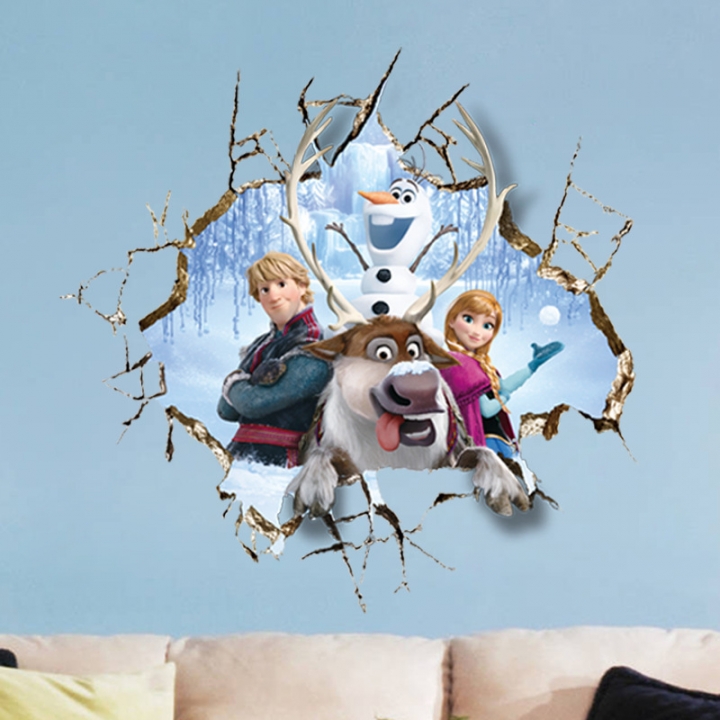 Frozen Anna Children's room kindergarten background Broken wall Wall sticker