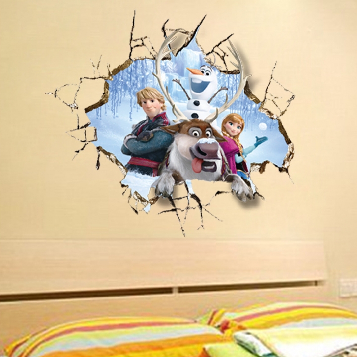 Frozen Anna Children's room kindergarten background Broken wall Wall sticker
