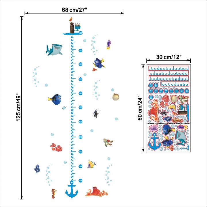 The underwater world Small fish Height sticker bedroom living room background Wall sticker