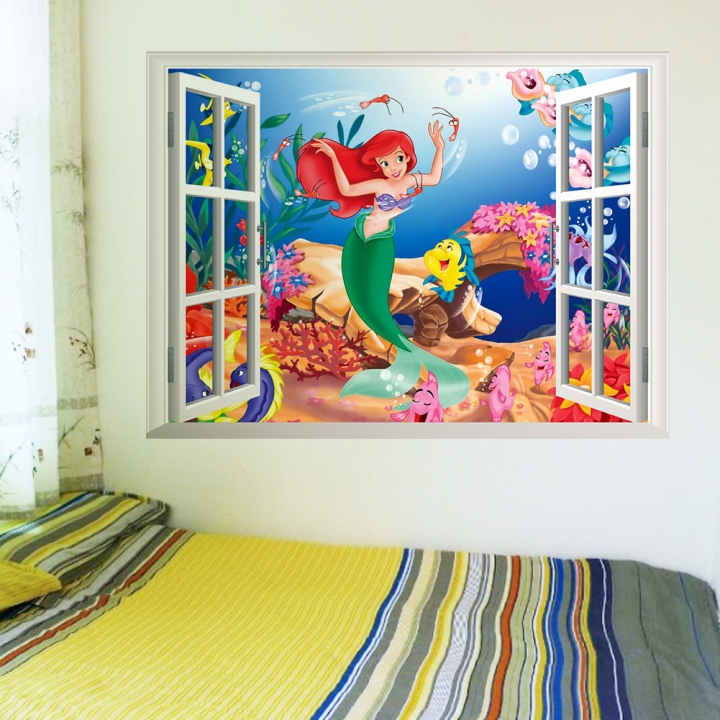 The New 3D Fake window Children's room Wall sticker Home decoration