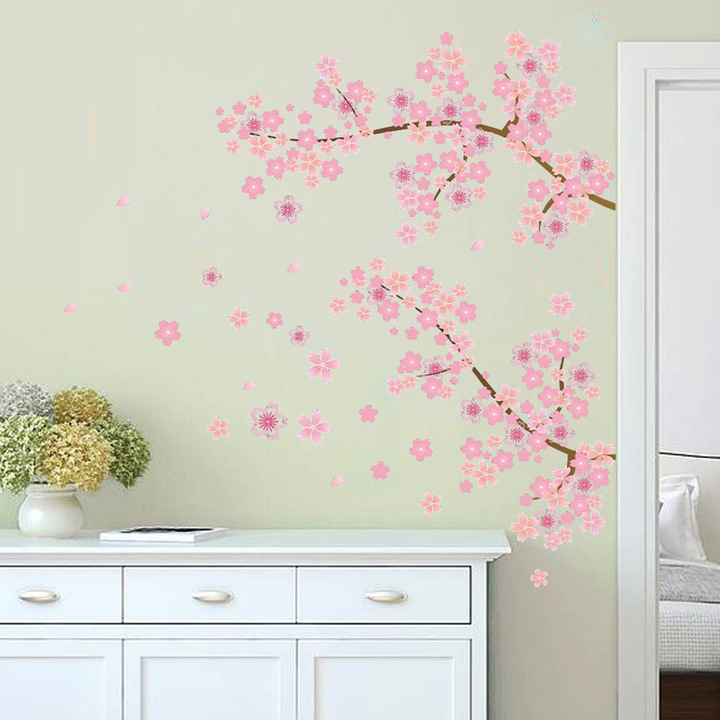 The New Pink Cherry tree Wall Sticker living room sofa background Wall Sticker decoration