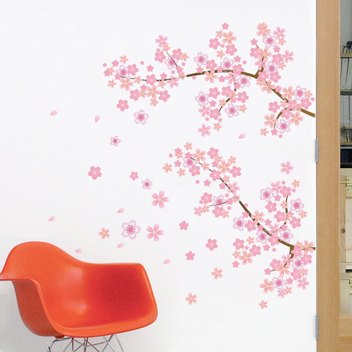 The New Pink Cherry tree Wall Sticker living room sofa background Wall Sticker decoration