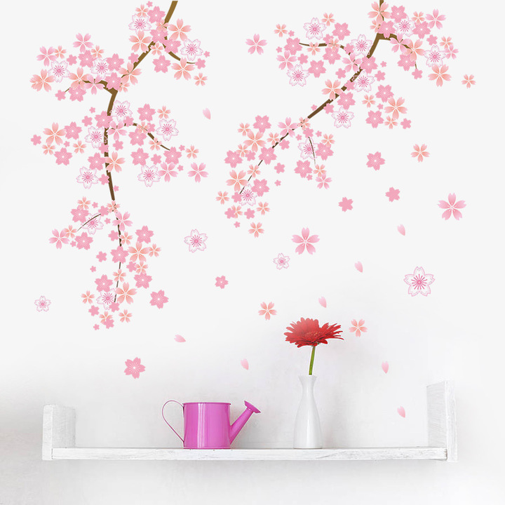 The New Pink Cherry tree Wall Sticker living room sofa background Wall Sticker decoration