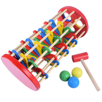 Wooden Knocking the ball Falling ladder child Hand eye coordination baby Knock Rotate Playing table