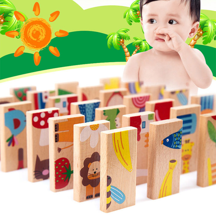 Wooden Domino Blocks Early Education Blocks Kids Toys For Brinquedos Oyuncak Brinquedo Juguetes