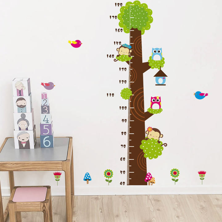 owl monkey tree Children's room bedroom background kindergarten height Sticker