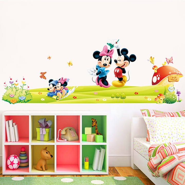 The New Mickey Minnie bedroom living room background Wall Sticker