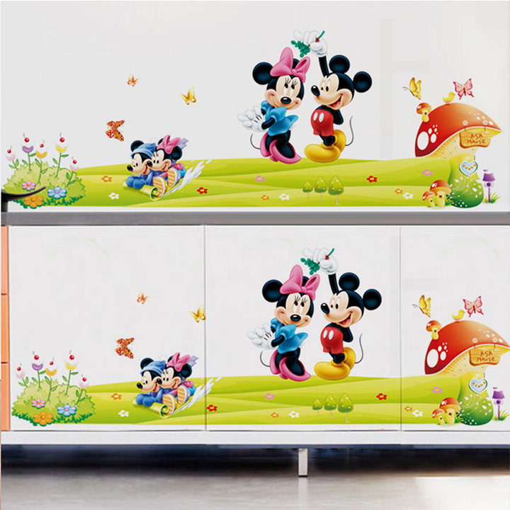 The New Mickey Minnie bedroom living room background Wall Sticker