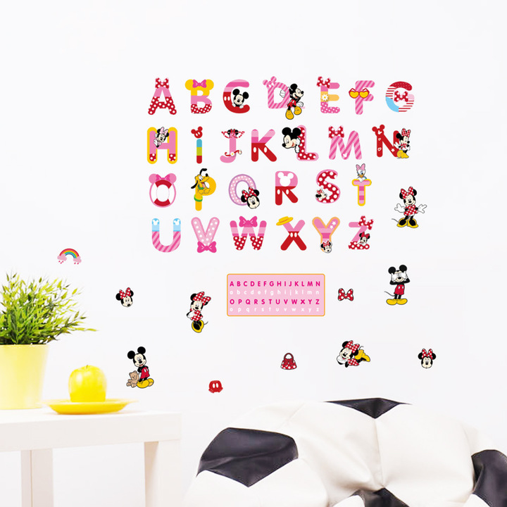 Mickey English letter Sticker English word Cartoon Wall Sticker Children&apos;s room classroom Sticker