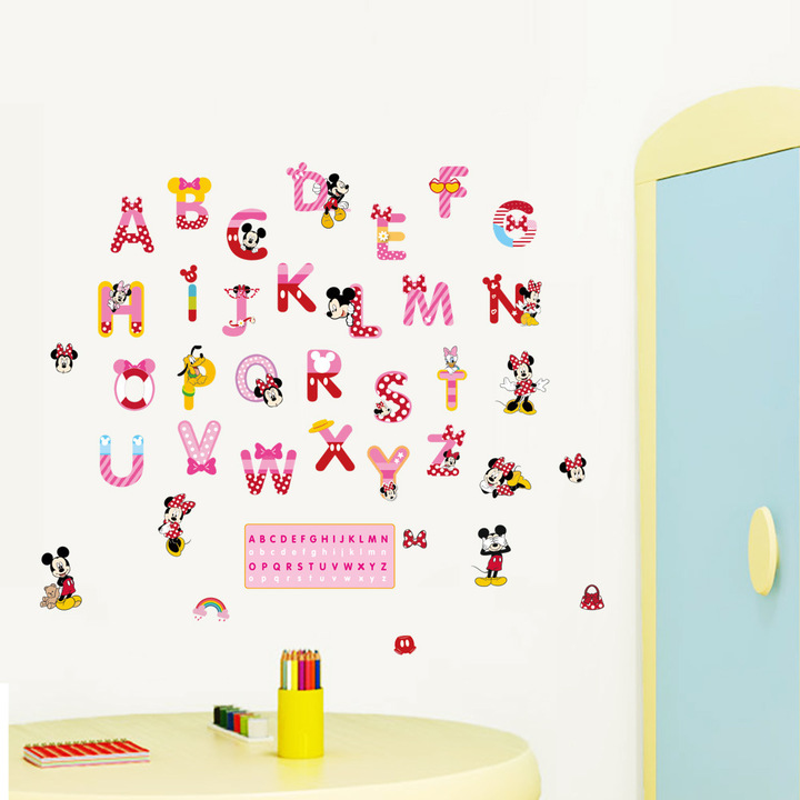 Mickey English letter Sticker English word Cartoon Wall Sticker Children&apos;s room classroom Sticker