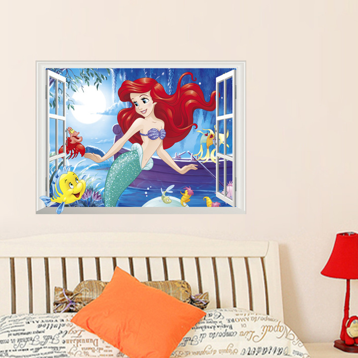 Disney princess Wall Sticker Children's room Cartoon window kindergarten decoration
