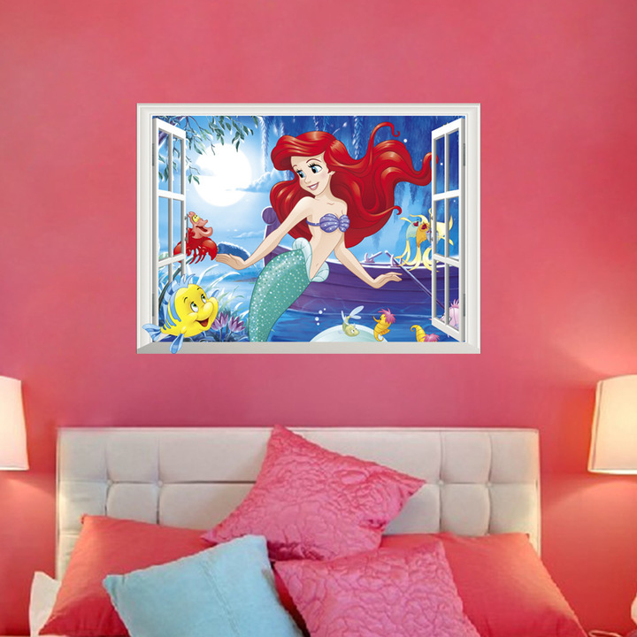 Disney princess Wall Sticker Children's room Cartoon window kindergarten decoration