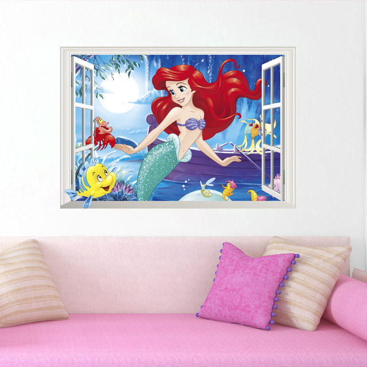 Disney princess Wall Sticker Children's room Cartoon window kindergarten decoration