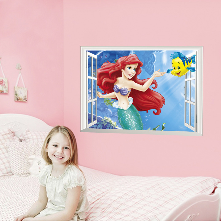 Mermaid princess Cartoon Children's room girl bedside Sticker