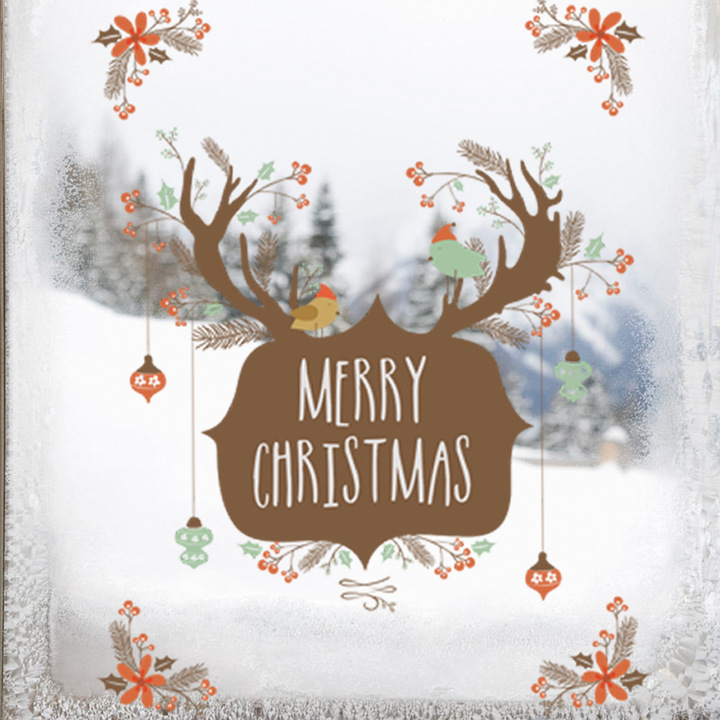 Christmas Window decoration Deer head Merry Christmas Home Wall sticker