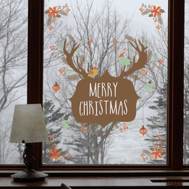 Christmas Window decoration Deer head Merry Christmas Home Wall sticker