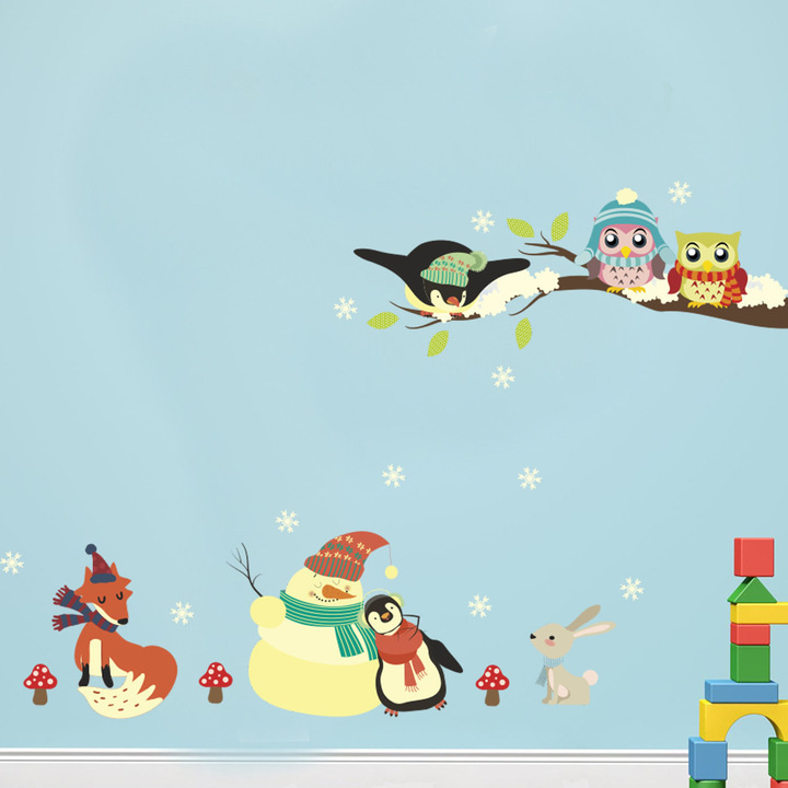 Cartoon owl Children's room Background wall decoration living room background Sticker