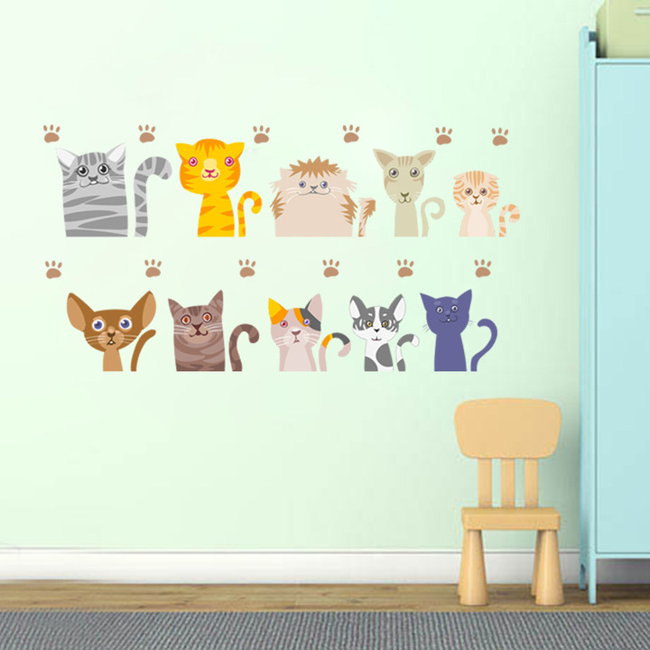 10 lovely kitten Switch Sticker notebook Children's room bedroom Wall sticker