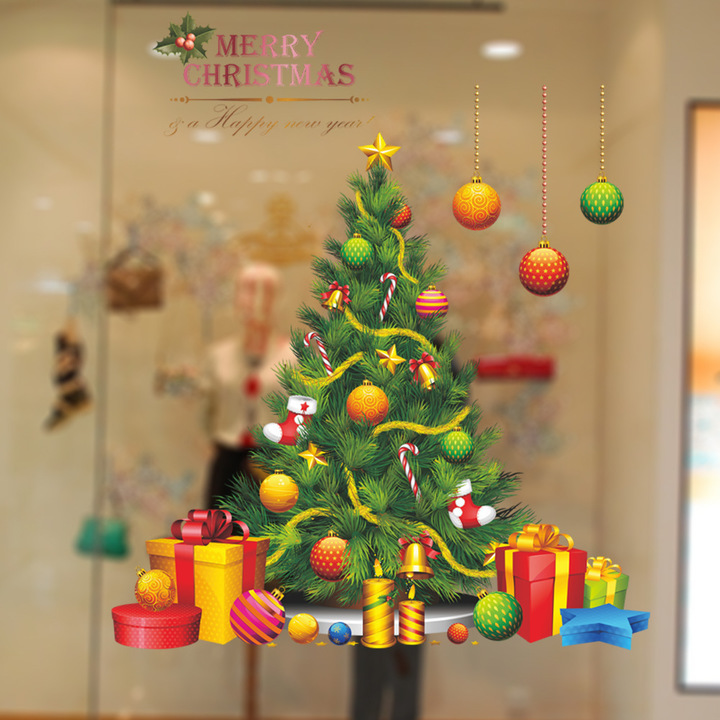 Creative Christmas tree Wall Sticker living room bedroom glass Window door decoration