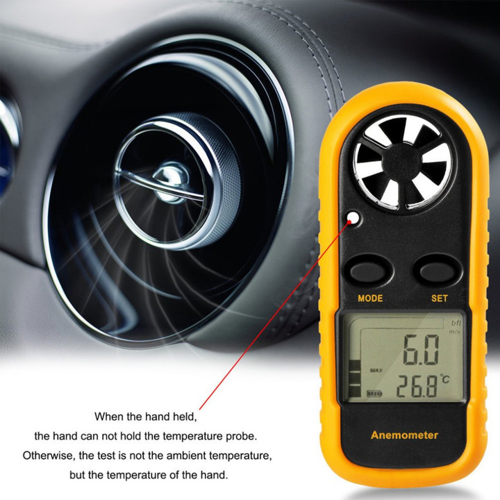 GM816 Digital Anemometer Wind Speed Meter  Air Guage Temperature LCD Backlight Display