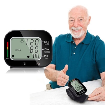 JS-W01 LCD Digital Blood Pressure Meter Wrist BP Home Heart Beat Pulse Monitor with
