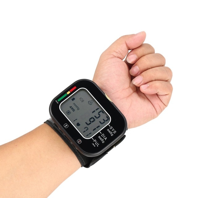 JS-W01 LCD Digital Blood Pressure Meter Wrist BP Home Heart Beat Pulse Monitor with