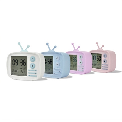 Retro sound TV set Alarm clock USB Charging Alarm clock calendar temperature display