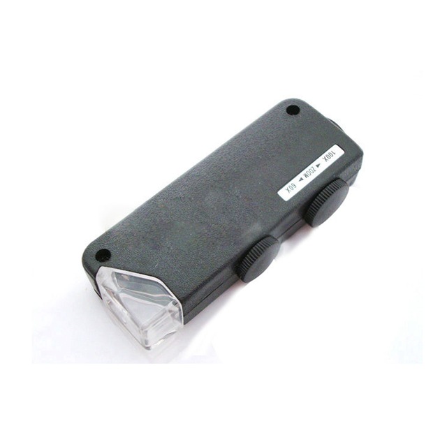 160x - 200x Illuminated Zoom monocular Microscope Pocket Magnifier Jewelry glass Loupe