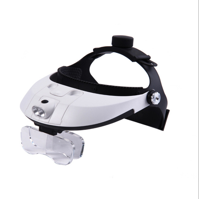 81001-H ABS  Adjustable Wearing Style Magnifier with 5 Acrylic Optical Lens Detachable LED Light