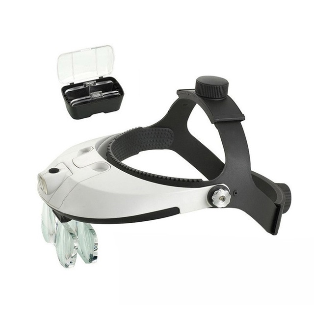 81001-H ABS  Adjustable Wearing Style Magnifier with 5 Acrylic Optical Lens Detachable LED Light