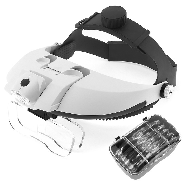 81001-H ABS  Adjustable Wearing Style Magnifier with 5 Acrylic Optical Lens Detachable LED Light