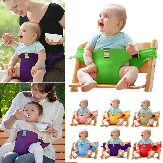 Portable Seat Dining Lunch Chair Seat Safety Belt Stretch Wrap Feeding Chair