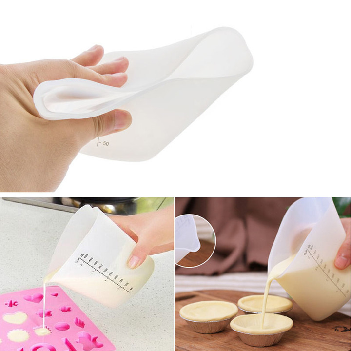 Tea coffee cups Love shaped 500ml Cup High Temperature Resistance Silicone Measuring Cup