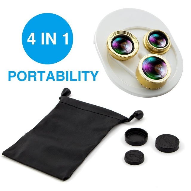 Portable Integrated Rotating 198 Fisheye 0.63x Wide Angle Mobile Phone Lens Macro Polarizer