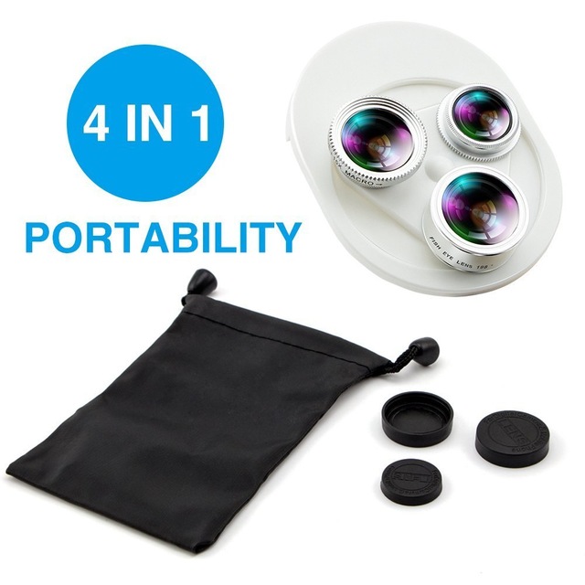 Portable Integrated Rotating 198 Fisheye 0.63x Wide Angle Mobile Phone Lens Macro Polarizer