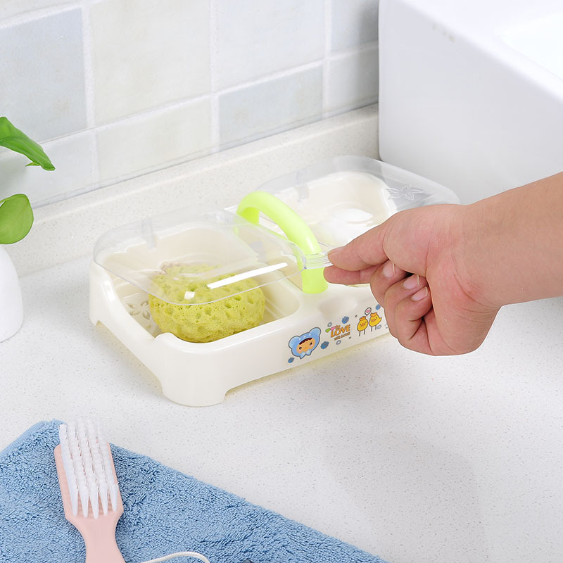 Creative fashion With hand Double grid Drain bathroom Storage Soap dish