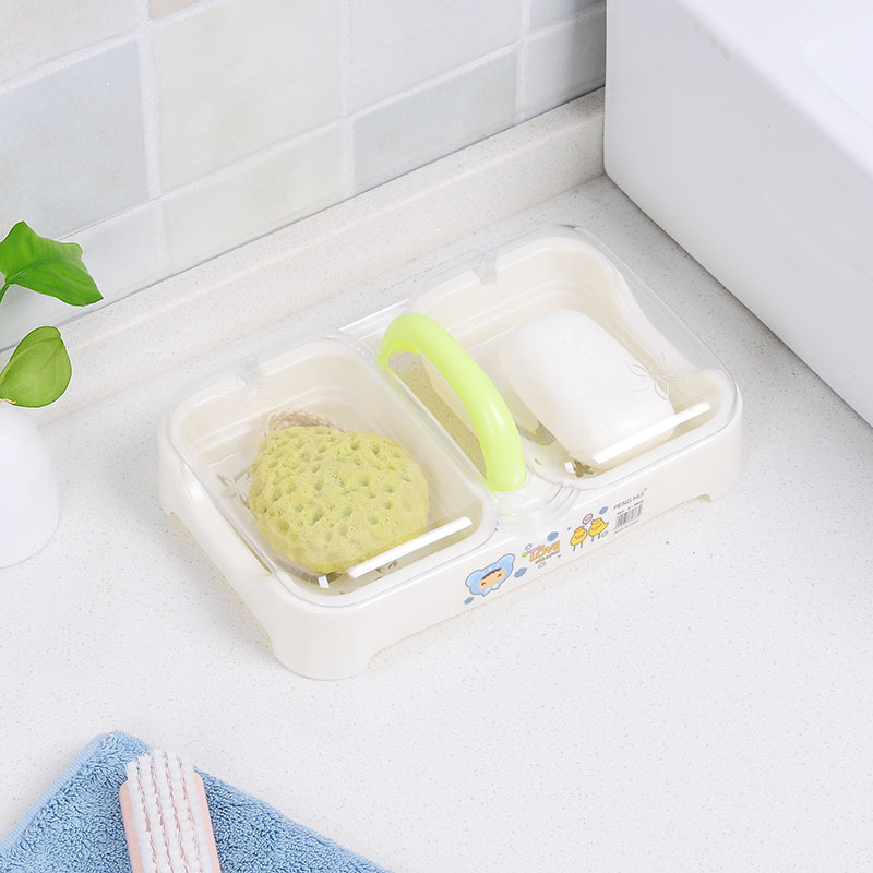 Creative fashion With hand Double grid Drain bathroom Storage Soap dish