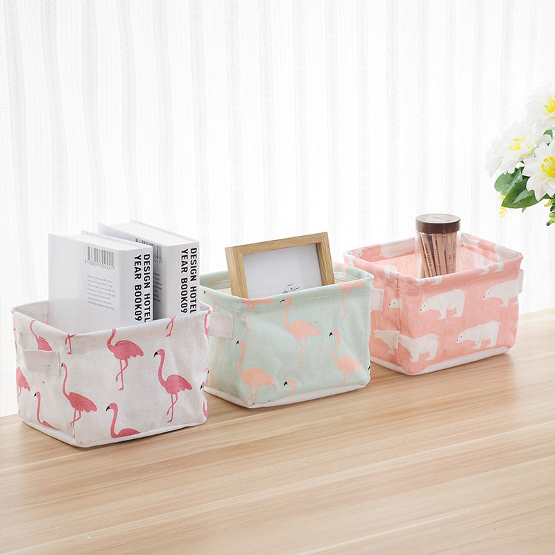 Cotton and linen Storage basket Sundries toy bathroom desktop cosmetic Storage Box
