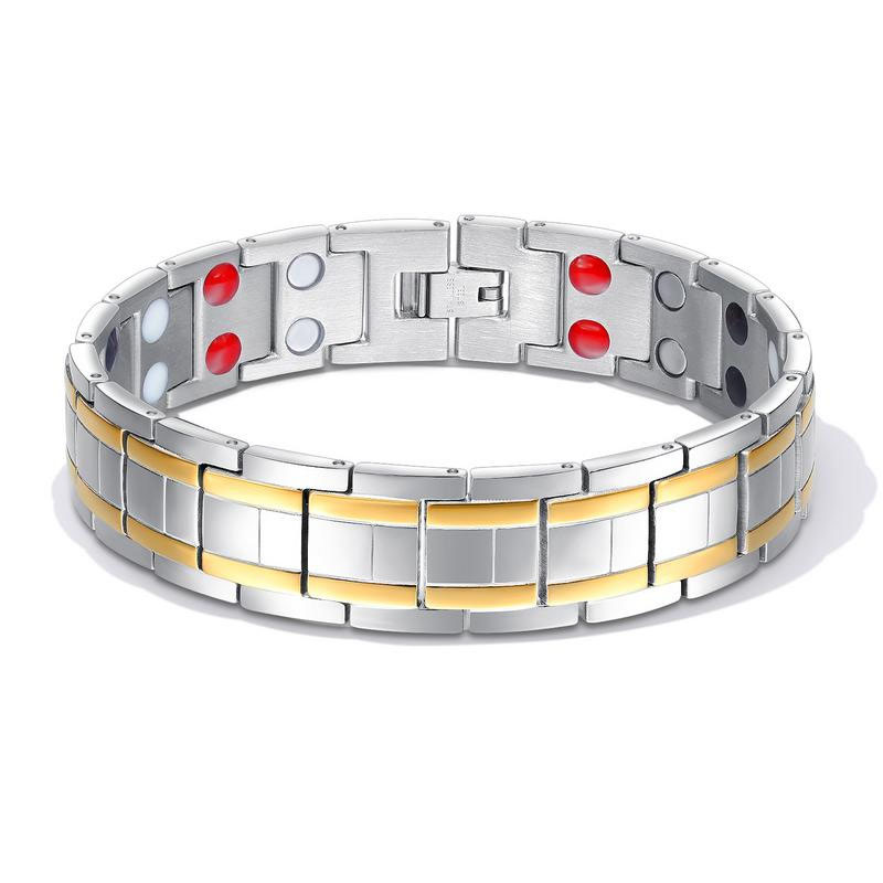 Western style personality magnetic Men Titanium steel Double row magnet Bracelet