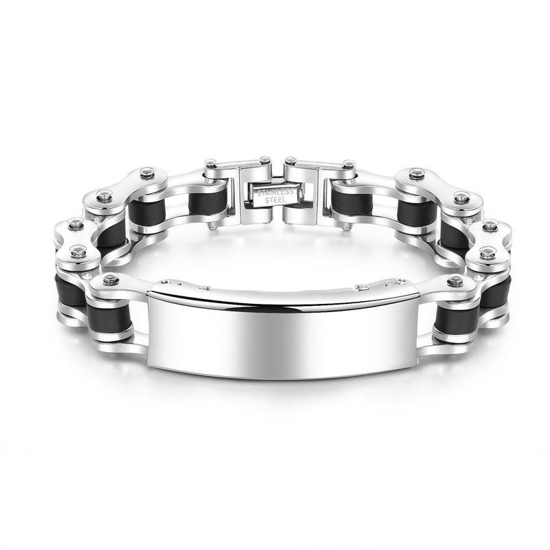 Western style stainless steel Bend Bicycle chain Men Glossy Hip hop trend Locomotive chain