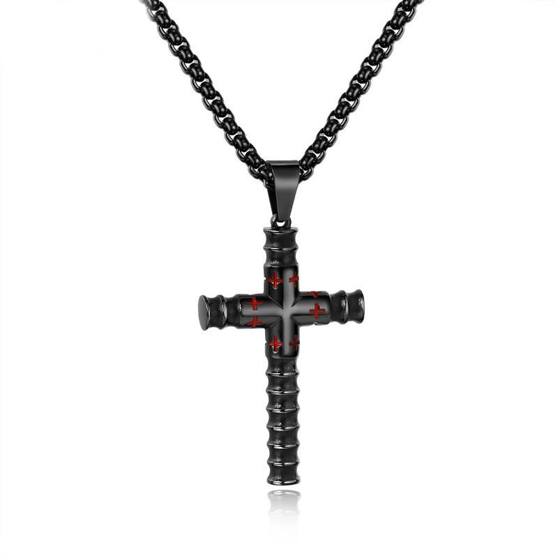 Western style Retro personality Men Pendant Titanium steel necklace stainless steel cross Pendant