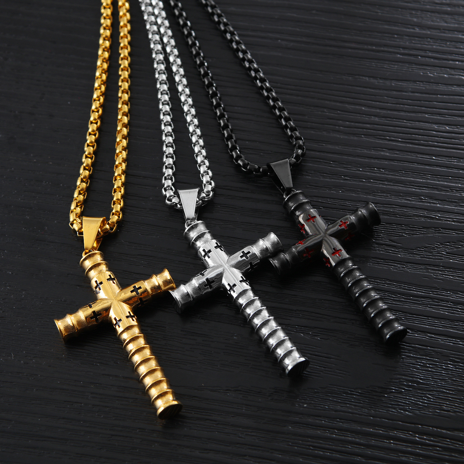 Western style Retro personality Men Pendant Titanium steel necklace stainless steel cross Pendant