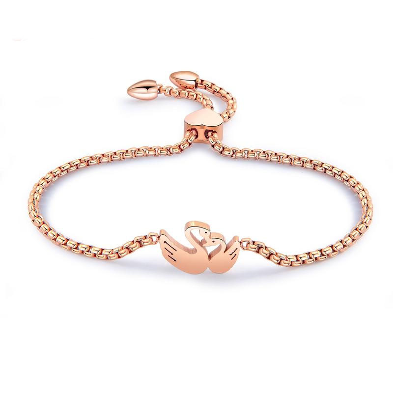 Ms temperament Rose gold Bracelet Creative personality design swan Bracelet