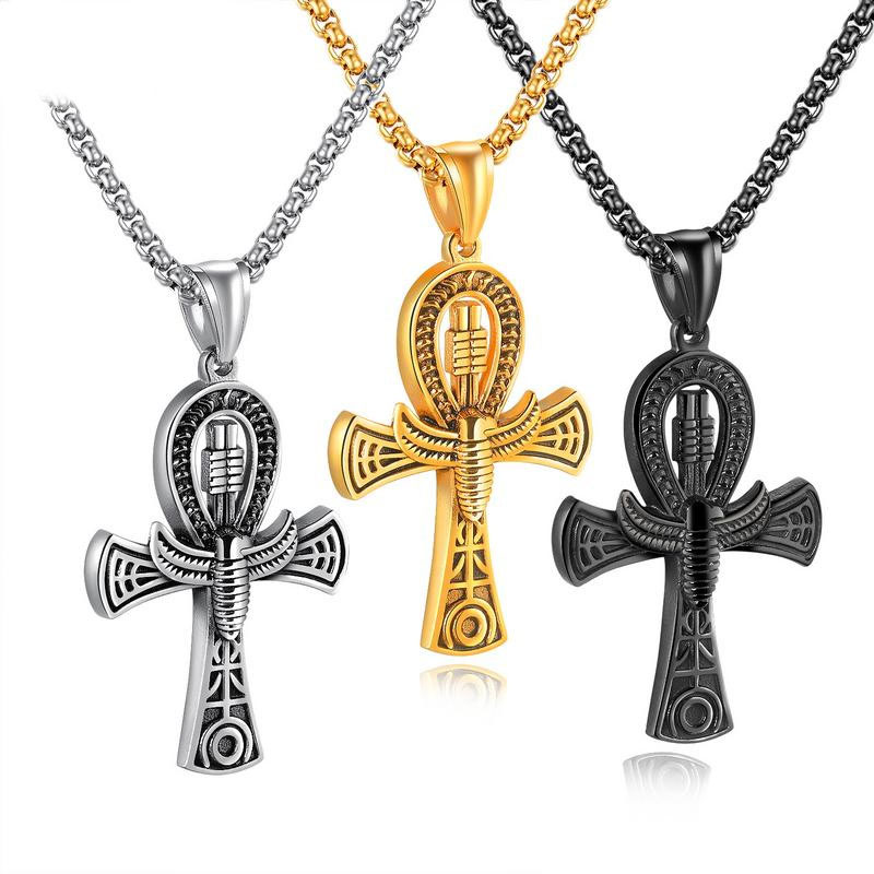 Men necklace Egypt life cross Pendant stainless steel Casting Item