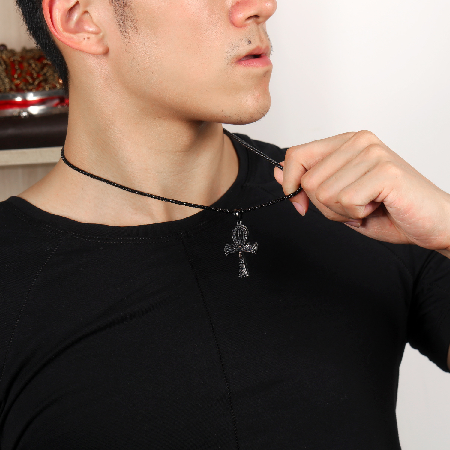 Men necklace Egypt life cross Pendant stainless steel Casting Item