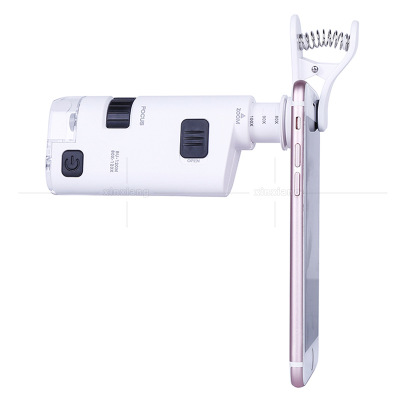 Adjustable Magnifier LED Illuminated Pocket Magnifying Glass Clip Universal Phone  Loupe