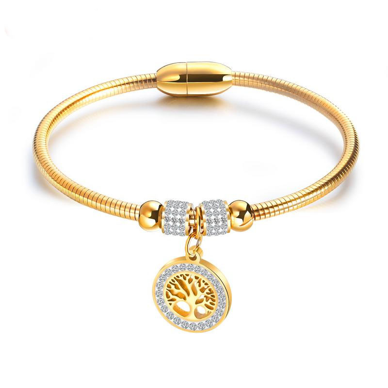 Ms Diamond life Tree Titanium steel bracelet Bracelet stainless steel Magnet wristband