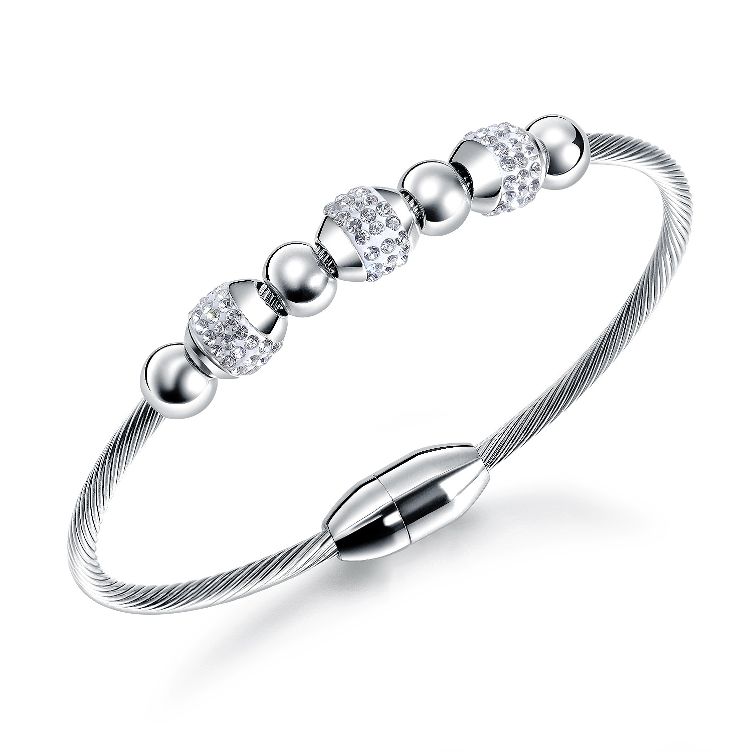 Ms Titanium steel bracelet Transfer beads Diamond wristband Girlfriend jewelry