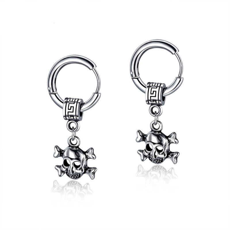 Western style popular Retro Punk Men Stud earring personality skull earring