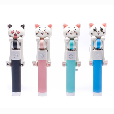 Creative Mr. Cat Cartoon Remote control Selfie stick Mobile phone Take a photo Sharp weapon